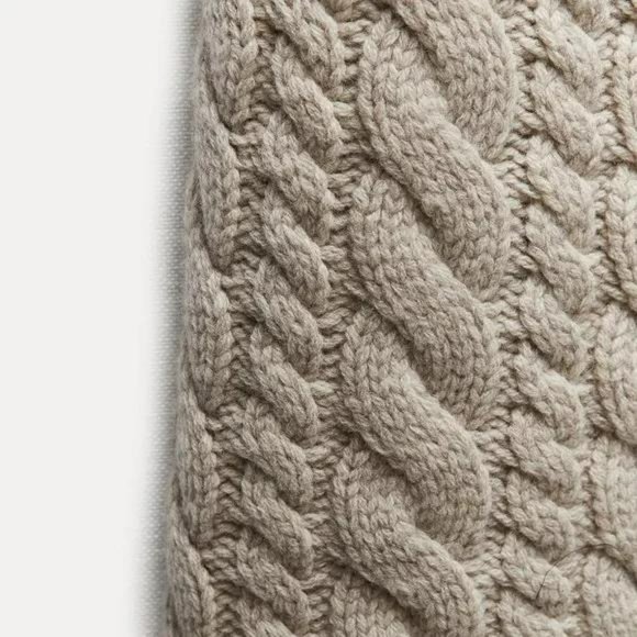 ZARA 100% WOOL CABLE KNIT COAT - Picture 10 of 11